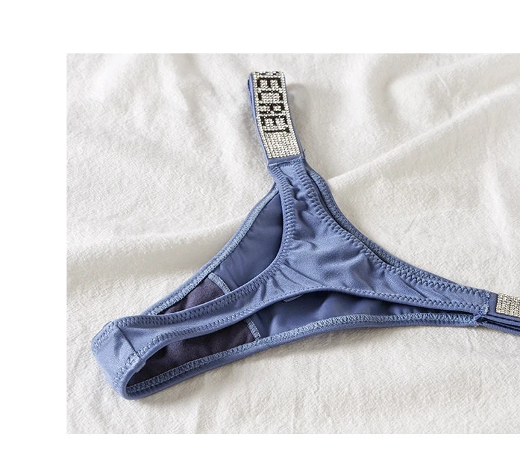 Low Waist Sexy Women’s Thongs with Rhinestones & Diamonds - G-String Sports Briefs, T-back, Size S-XL
