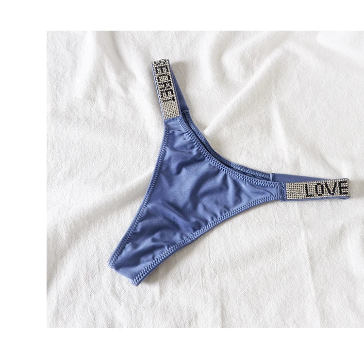 Low Waist Sexy Women’s Thongs with Rhinestones & Diamonds - G-String Sports Briefs, T-back, Size S-XL