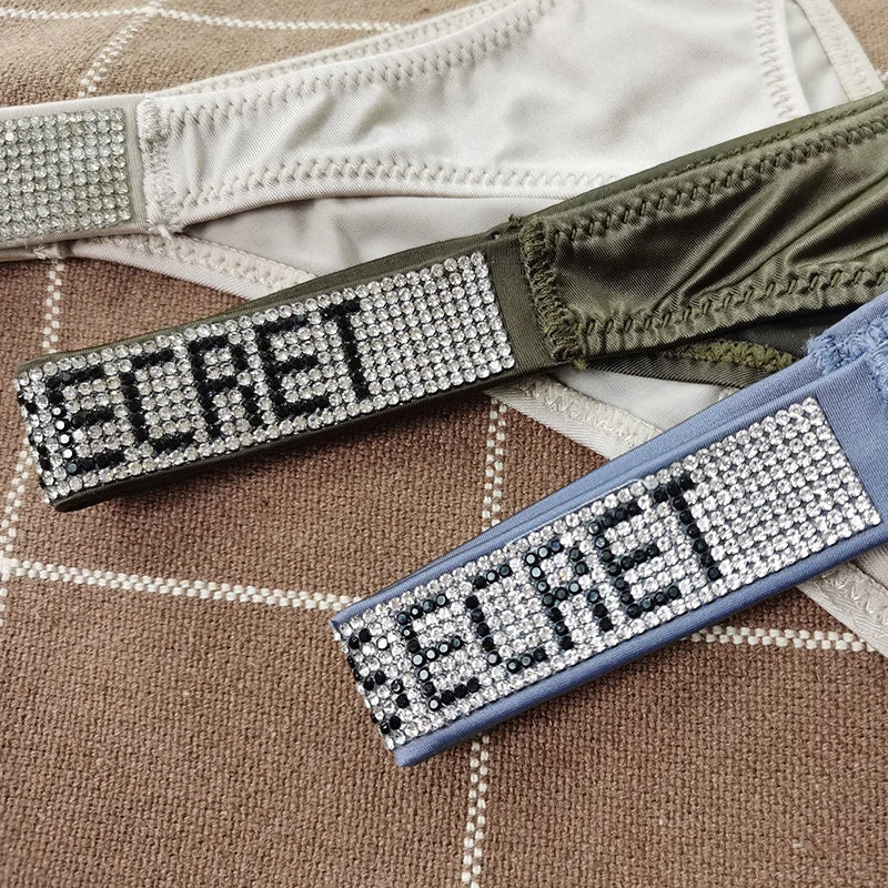 Low Waist Sexy Women’s Thongs with Rhinestones & Diamonds - G-String Sports Briefs, T-back, Size S-XL