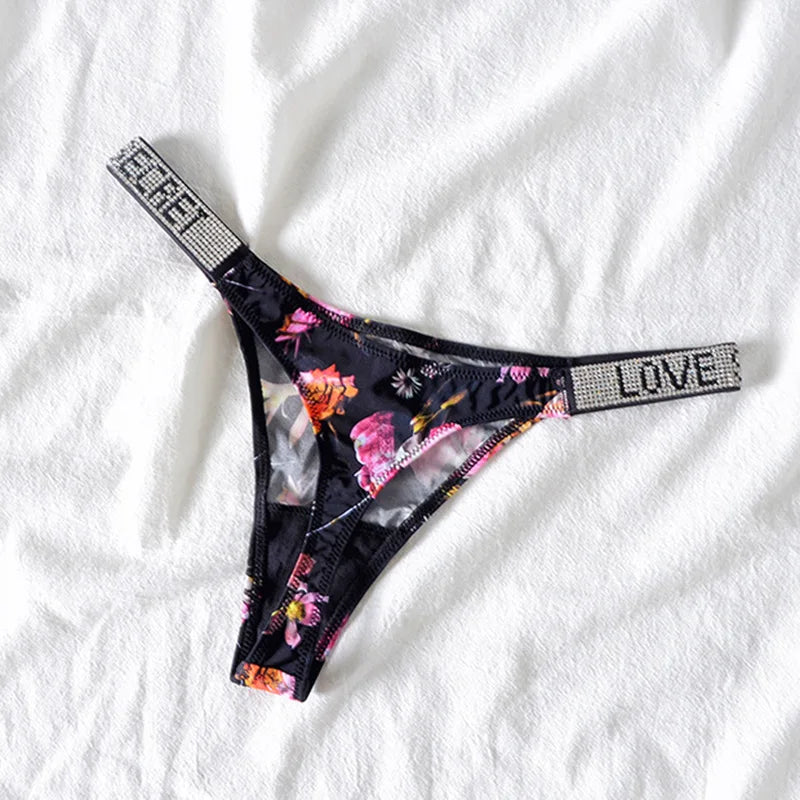 5Pcs Sexy Low Waist Rhinestone Thongs for Women – Sparkling G-string with Diamonds, S-XL