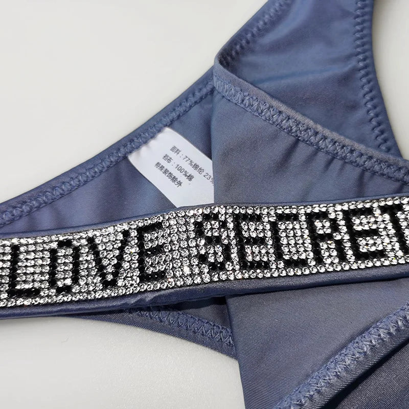 5Pcs Sexy Low Waist Rhinestone Thongs for Women – Sparkling G-string with Diamonds, S-XL