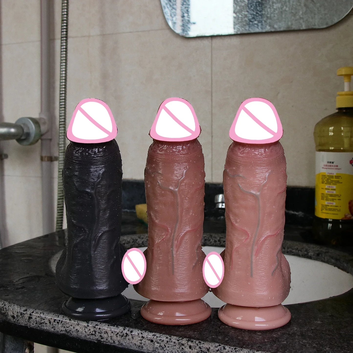 🔹Realistic Silicone Dildo – Thick with Suction Cup, Ideal for Anal & Masturbation