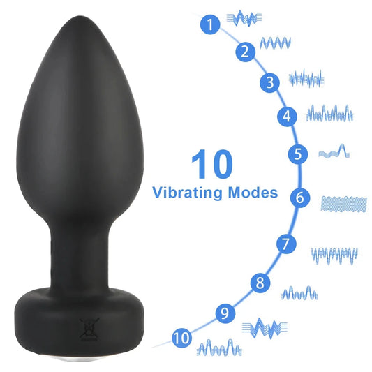 10 Speeds Anal Plug Vibrator Remote Control Men Prostate Massager