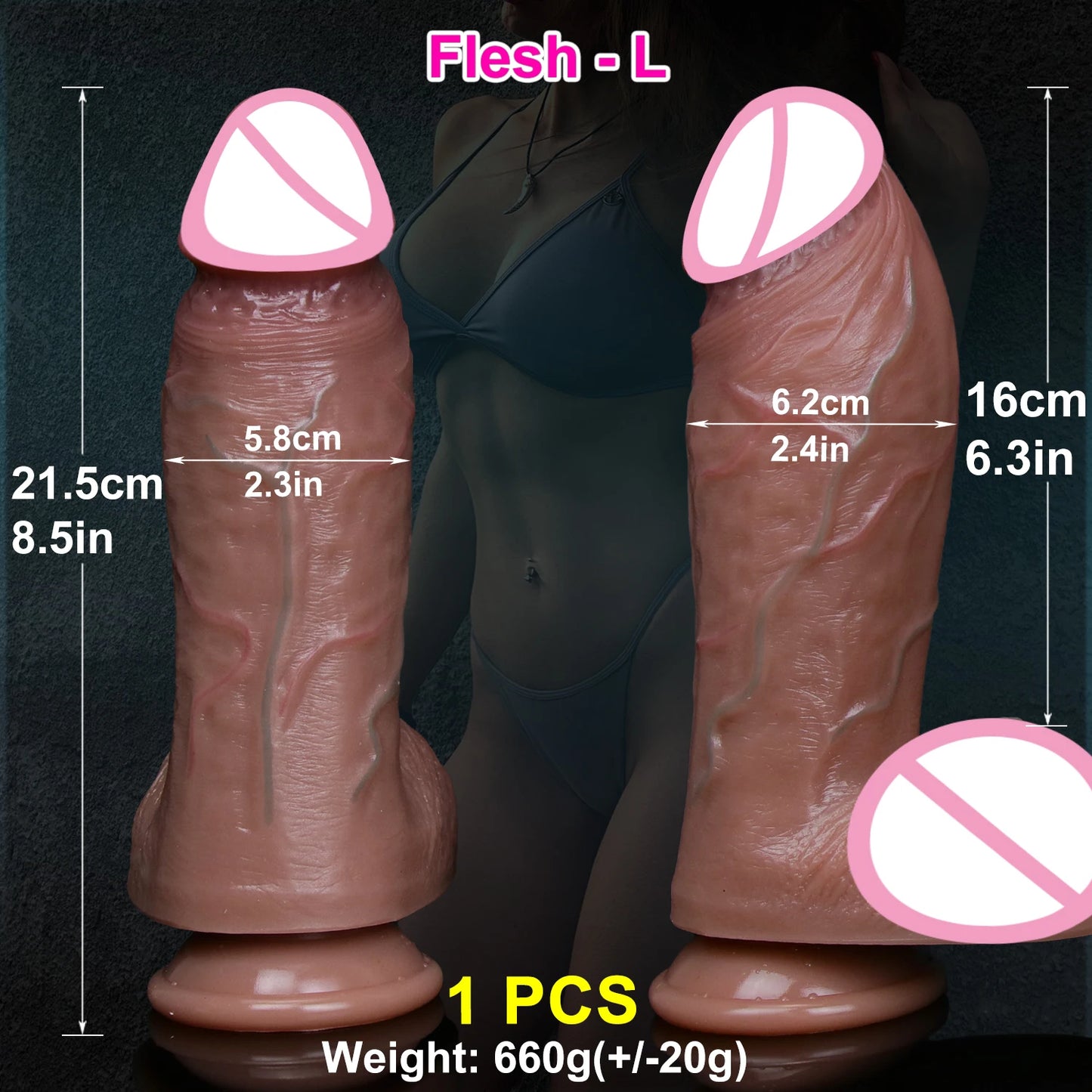 🔹Realistic Silicone Dildo – Thick with Suction Cup, Ideal for Anal & Masturbation