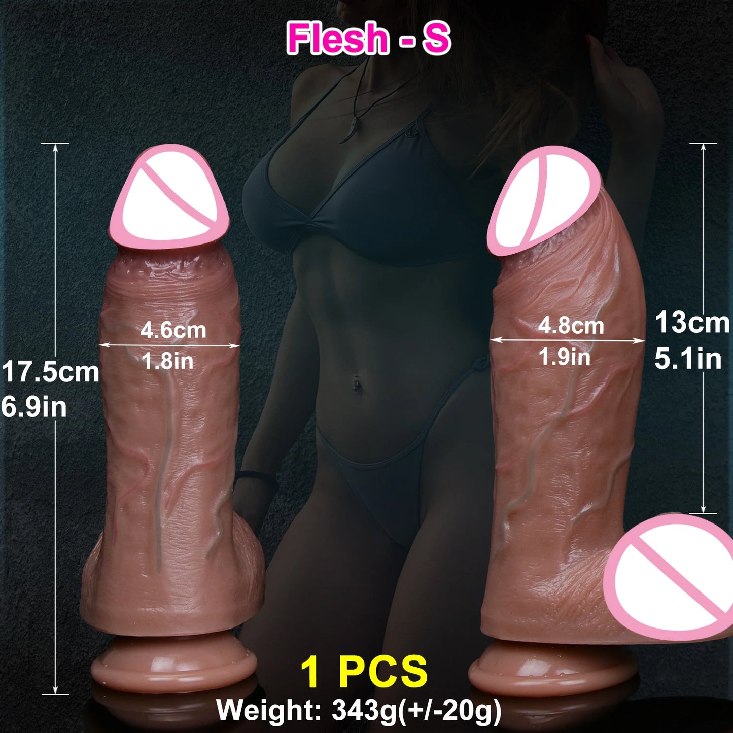 🔹Realistic Silicone Dildo – Thick with Suction Cup, Ideal for Anal & Masturbation