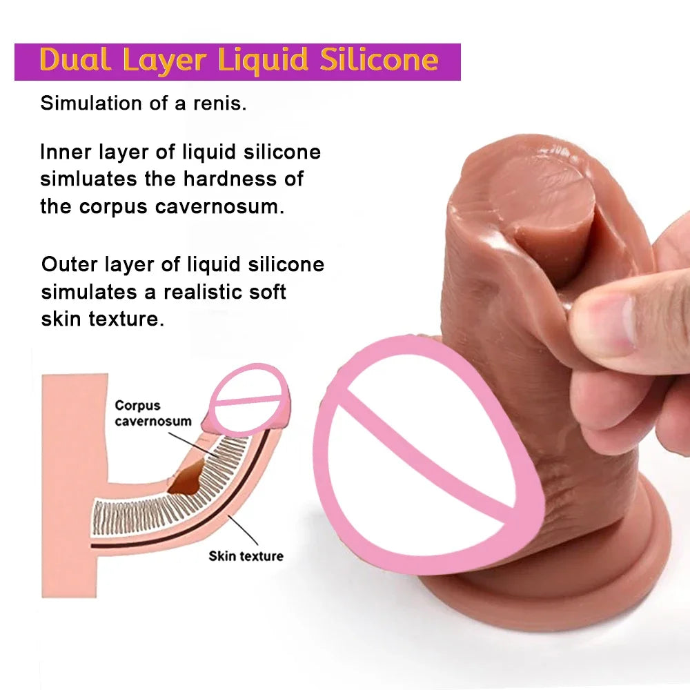 🔹Realistic Silicone Dildo – Thick with Suction Cup, Ideal for Anal & Masturbation
