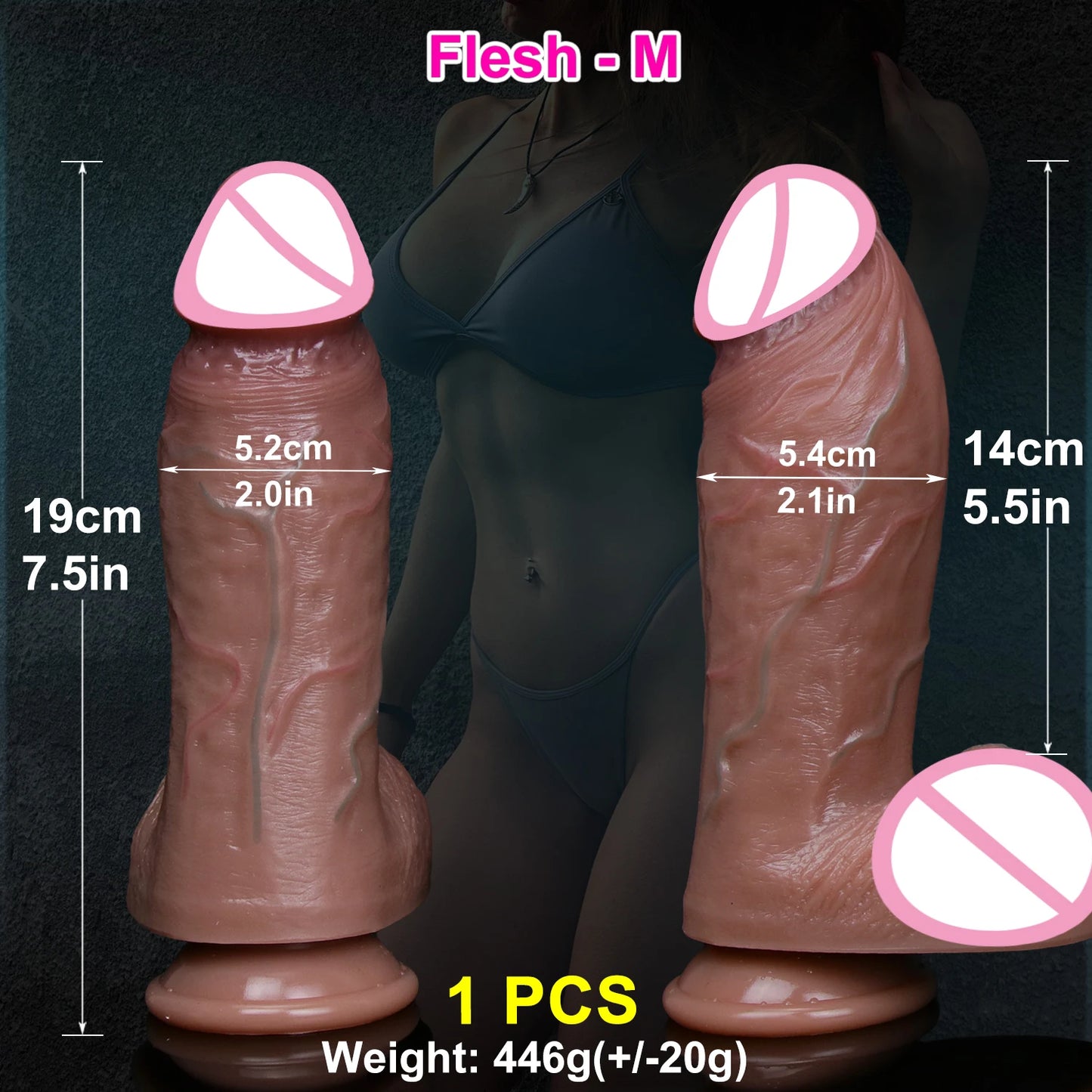 🔹Realistic Silicone Dildo – Thick with Suction Cup, Ideal for Anal & Masturbation