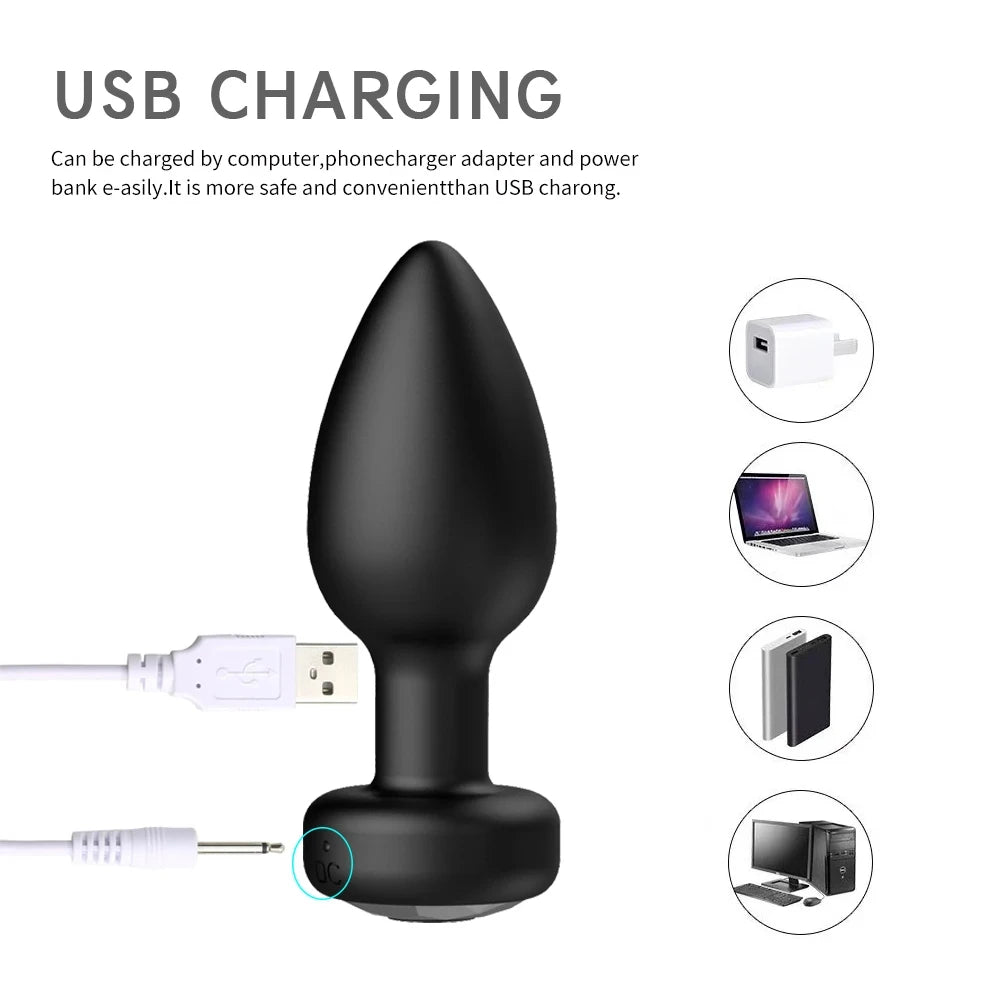 10 Speeds Anal Plug Vibrator Remote Control Men Prostate Massager