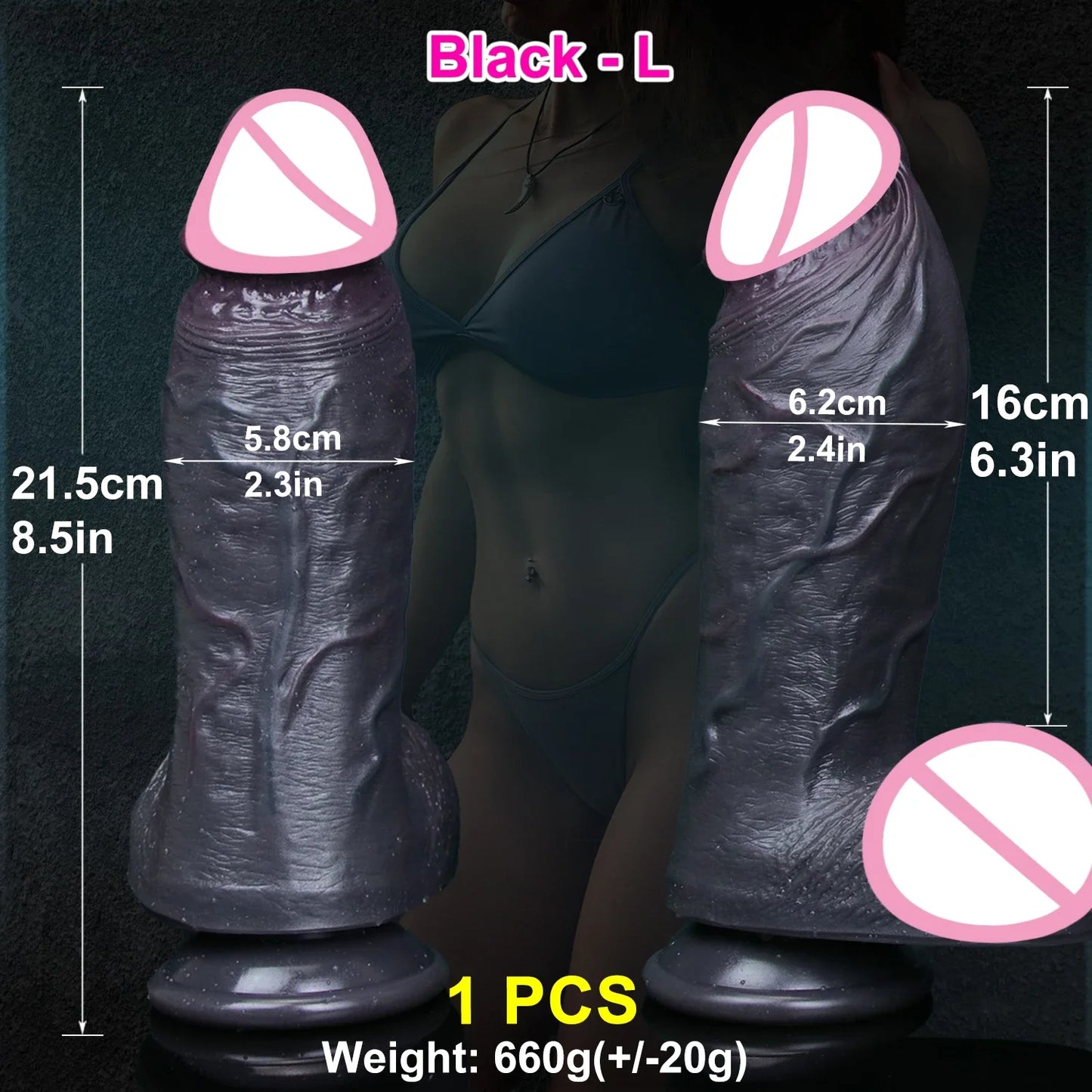 🔹Realistic Silicone Dildo – Thick with Suction Cup, Ideal for Anal & Masturbation